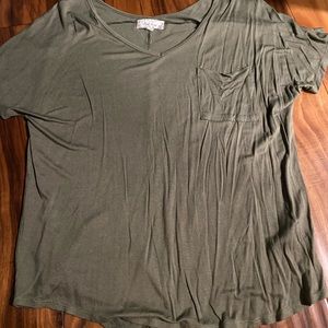 Pink Rose military green loose fit shirt.